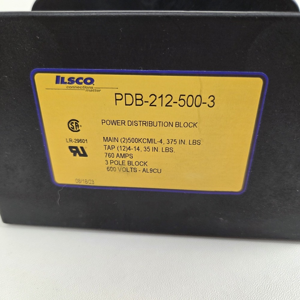Ilsco Power Distribution Block PDB-212-500-3 760 Amps 600 Volts 3 Pole Block - Picture 5 of 14